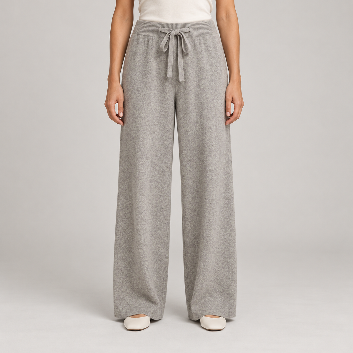 Women's Wide-Leg Knit Trousers – Drawstring Waist & Relaxed Fit