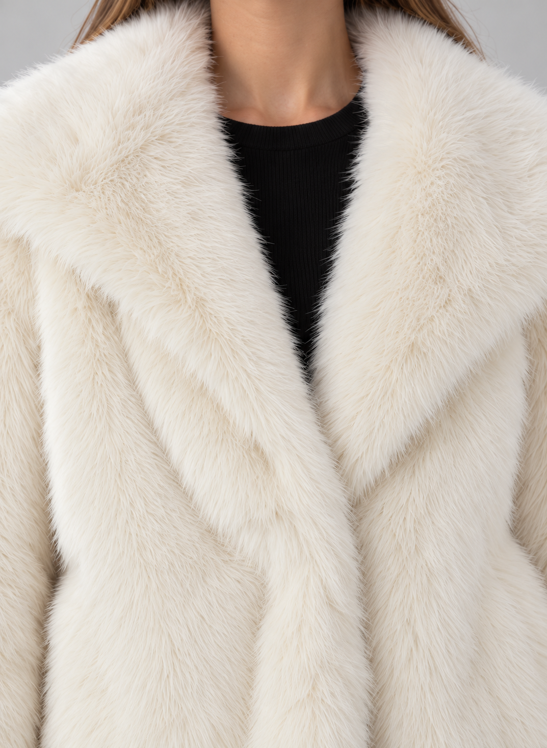 Women’s Faux Fur Jacket With V Neck