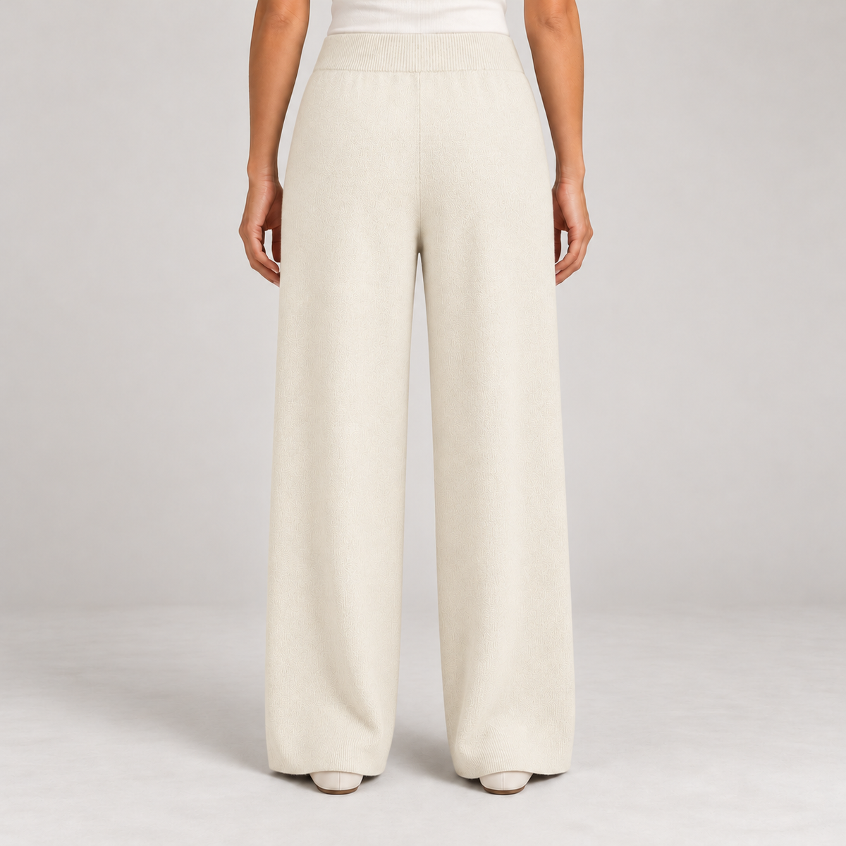 Women's Wide-Leg Knit Trousers – Drawstring Waist & Relaxed Fit