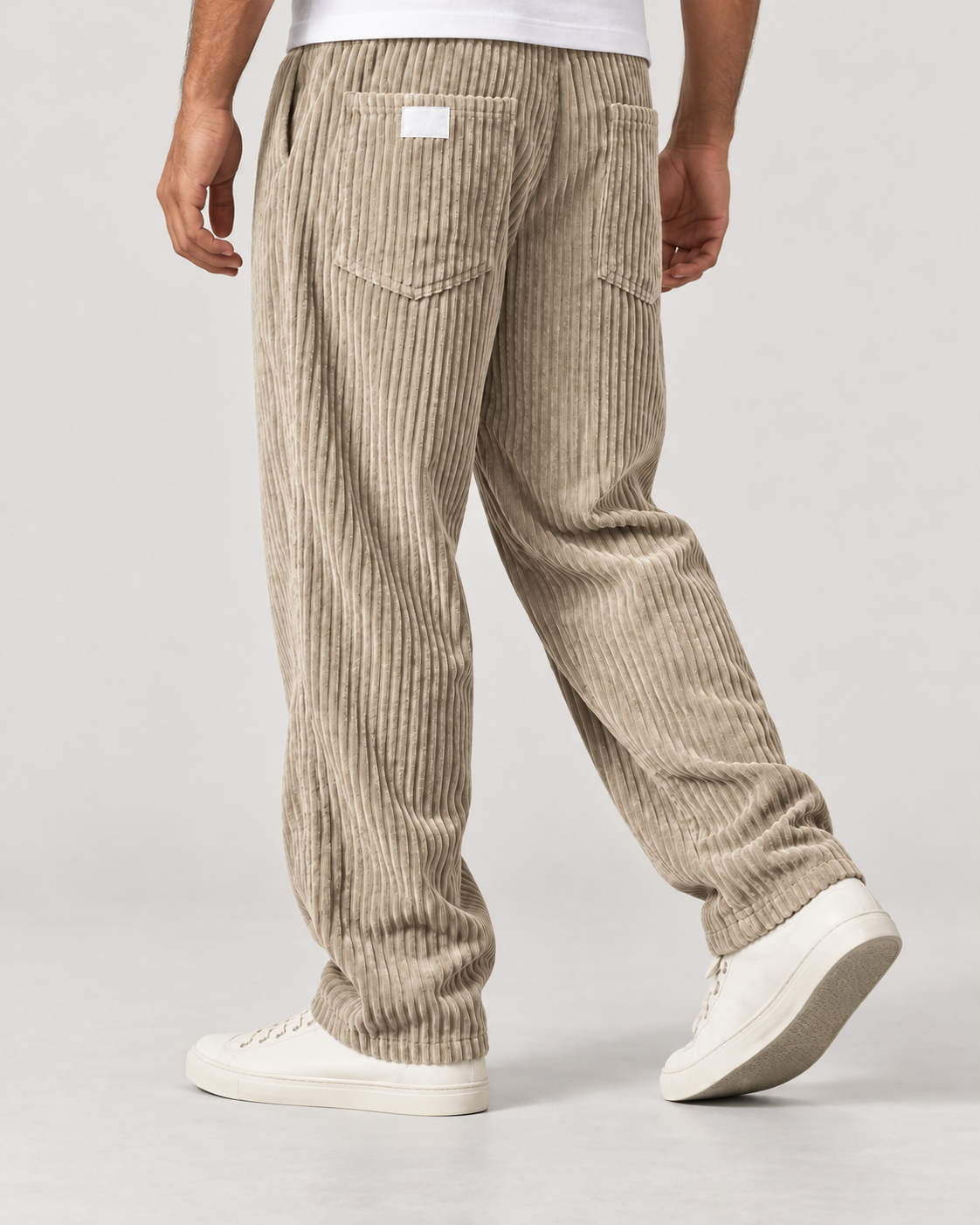Men’s Corduroy Trousers with Drawstring Waist and Relaxed Fit