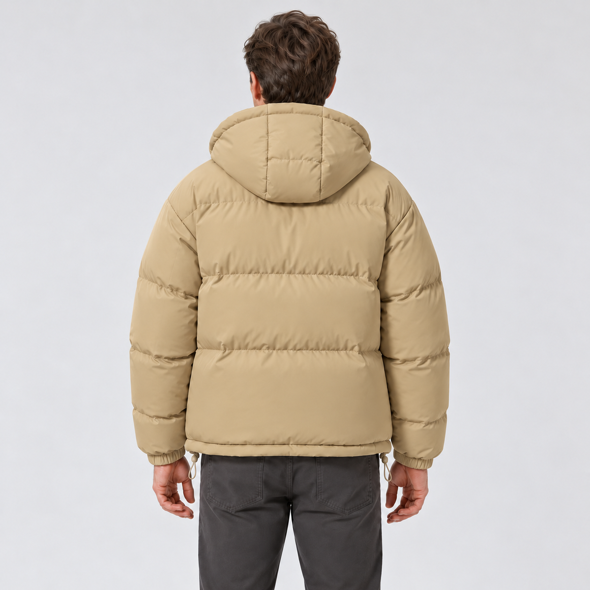 Men's Hooded Puffer Jacket – Zip Front & Relaxed Fit