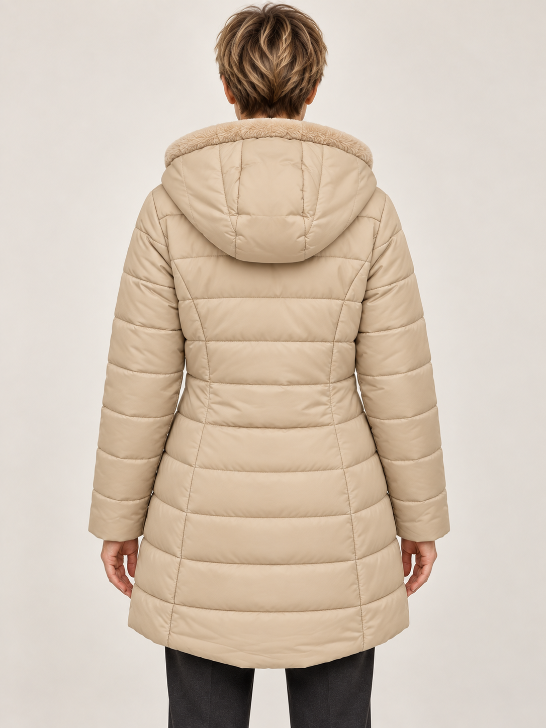 Women’s Hooded Puffer Coat – Fleece-Lined & Longline