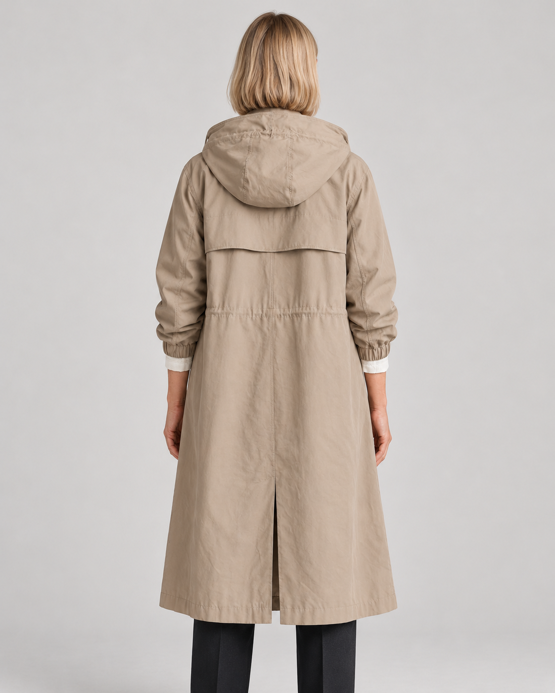 Waterproof Coat for Ladies – Long Hooded Raincoat with Button Front and Pockets