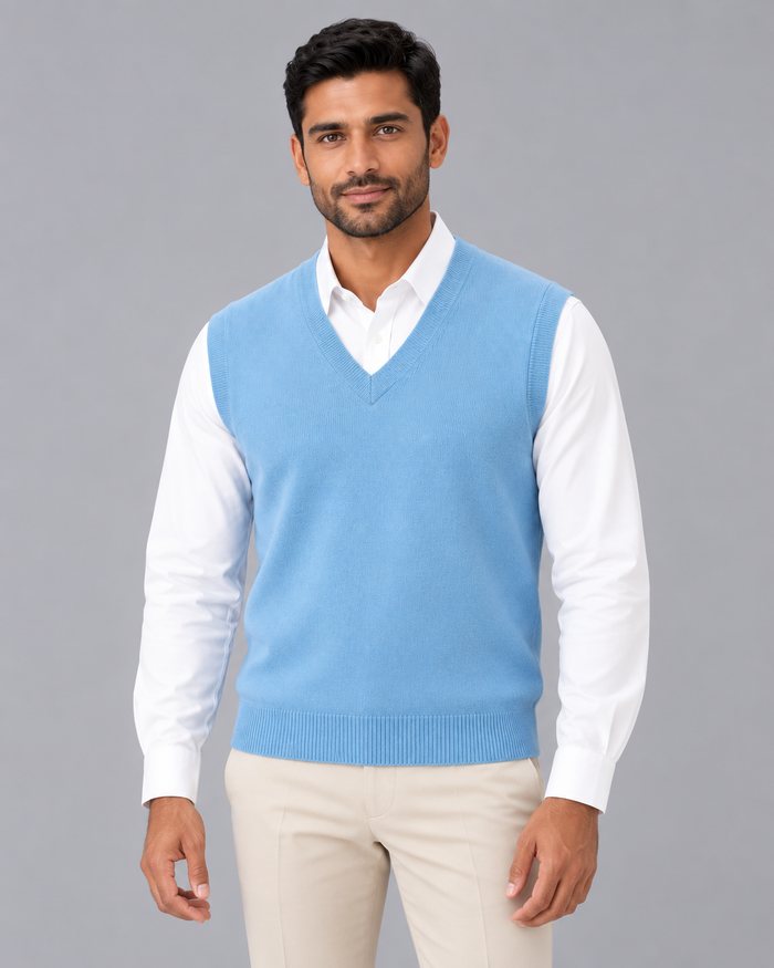 Men's Merino Wool Sweater Vest – V-Neck & Regular Fit