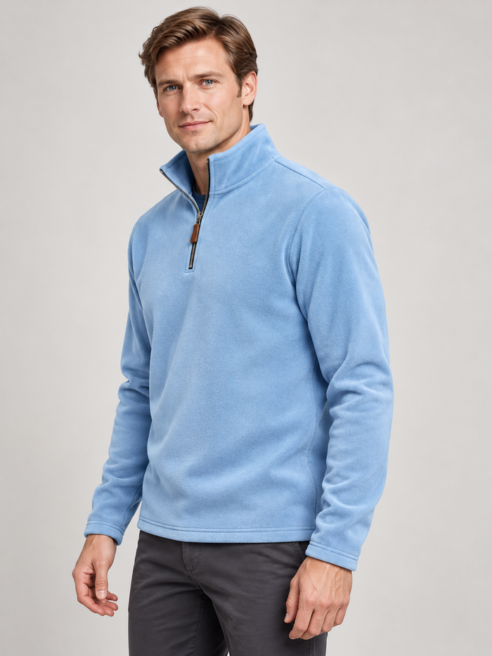 Men’s Quarter-Zip Fleece Jumper – Stand Collar & Regular Fit