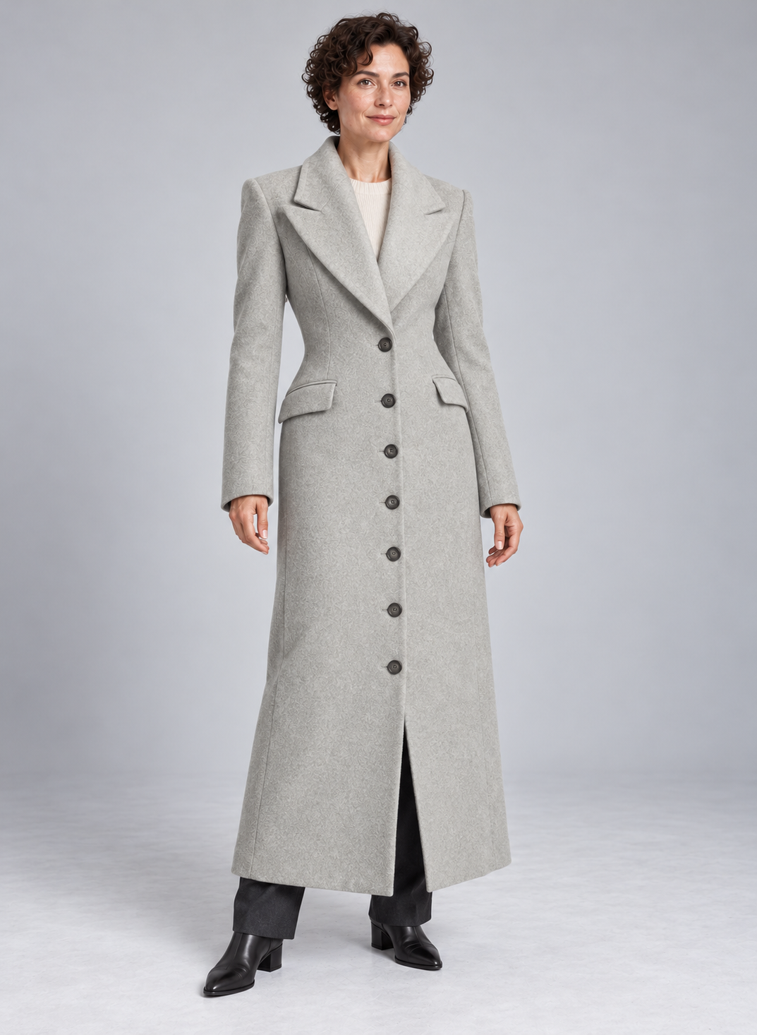 Women’s Coat With Wool And Peak Lapels