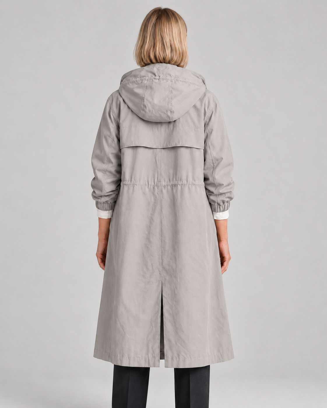 Waterproof Coat for Ladies – Long Hooded Raincoat with Button Front and Pockets