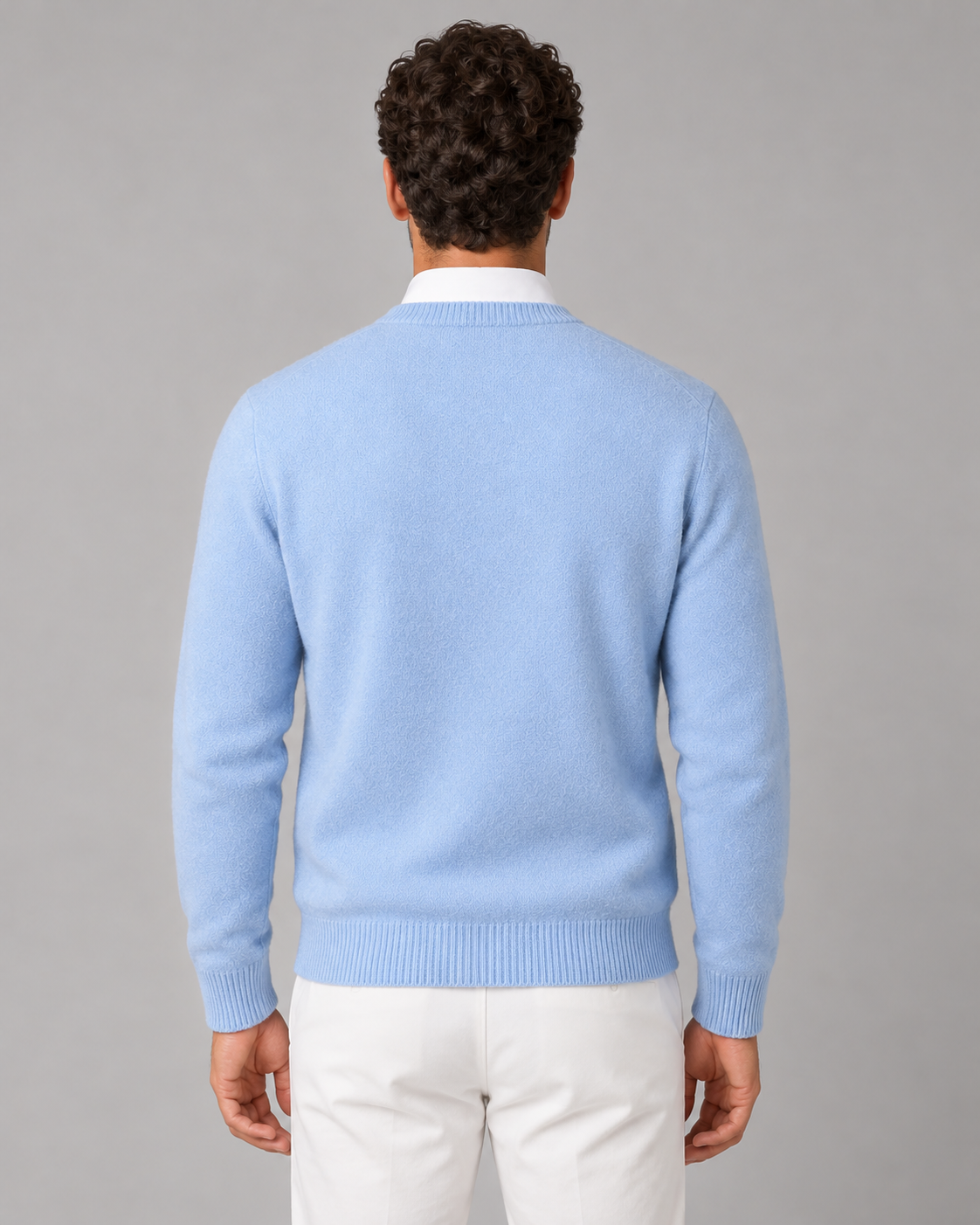 Men's Cashmere Crew-Neck Knit Sweater – Regular Fit & Ribbed Trims