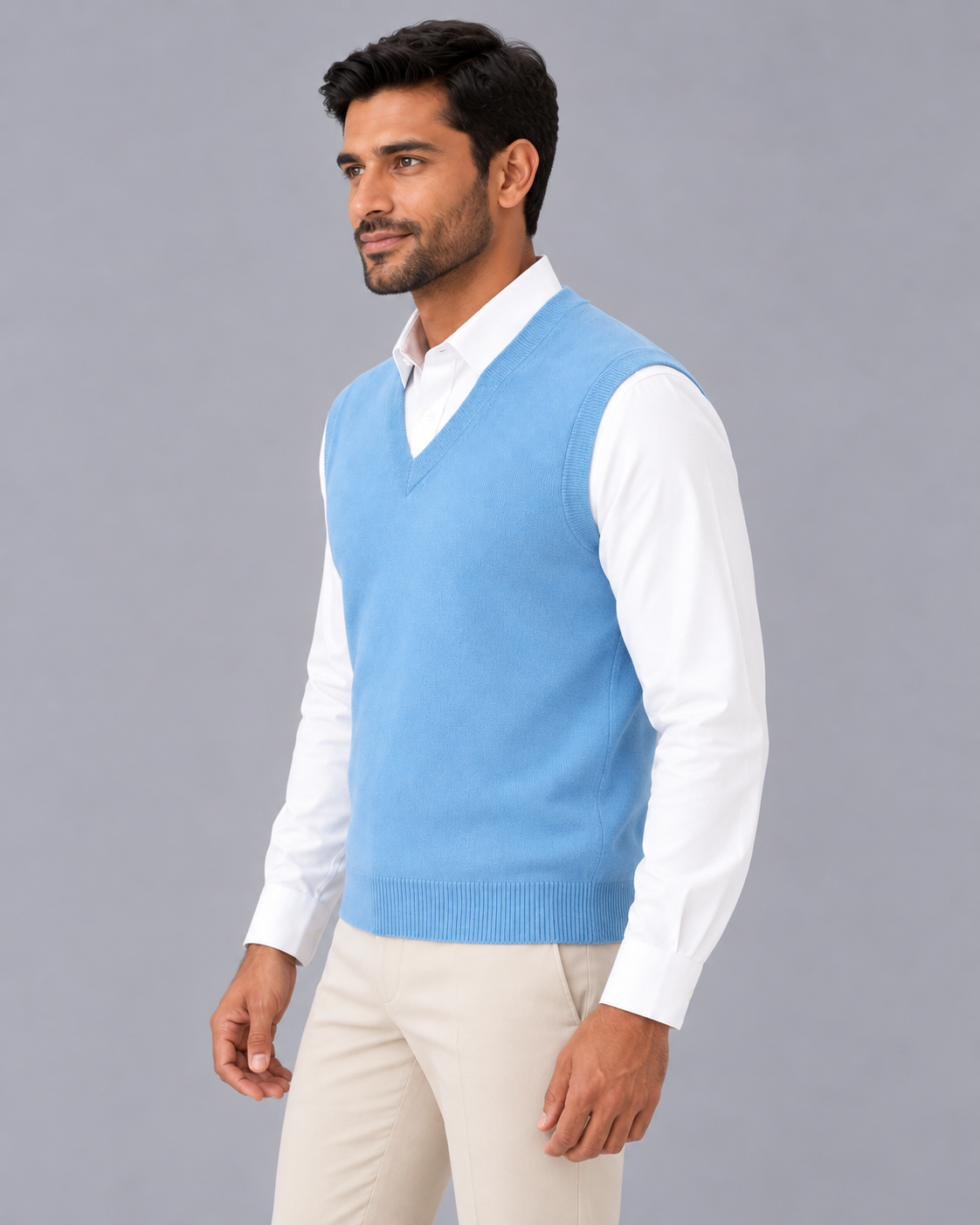 Men's Merino Wool Sweater Vest – V-Neck & Regular Fit