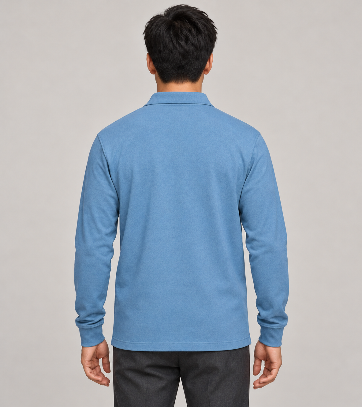 Men's Long-Sleeve Polo Shirt – Classic Collar & Button Placket