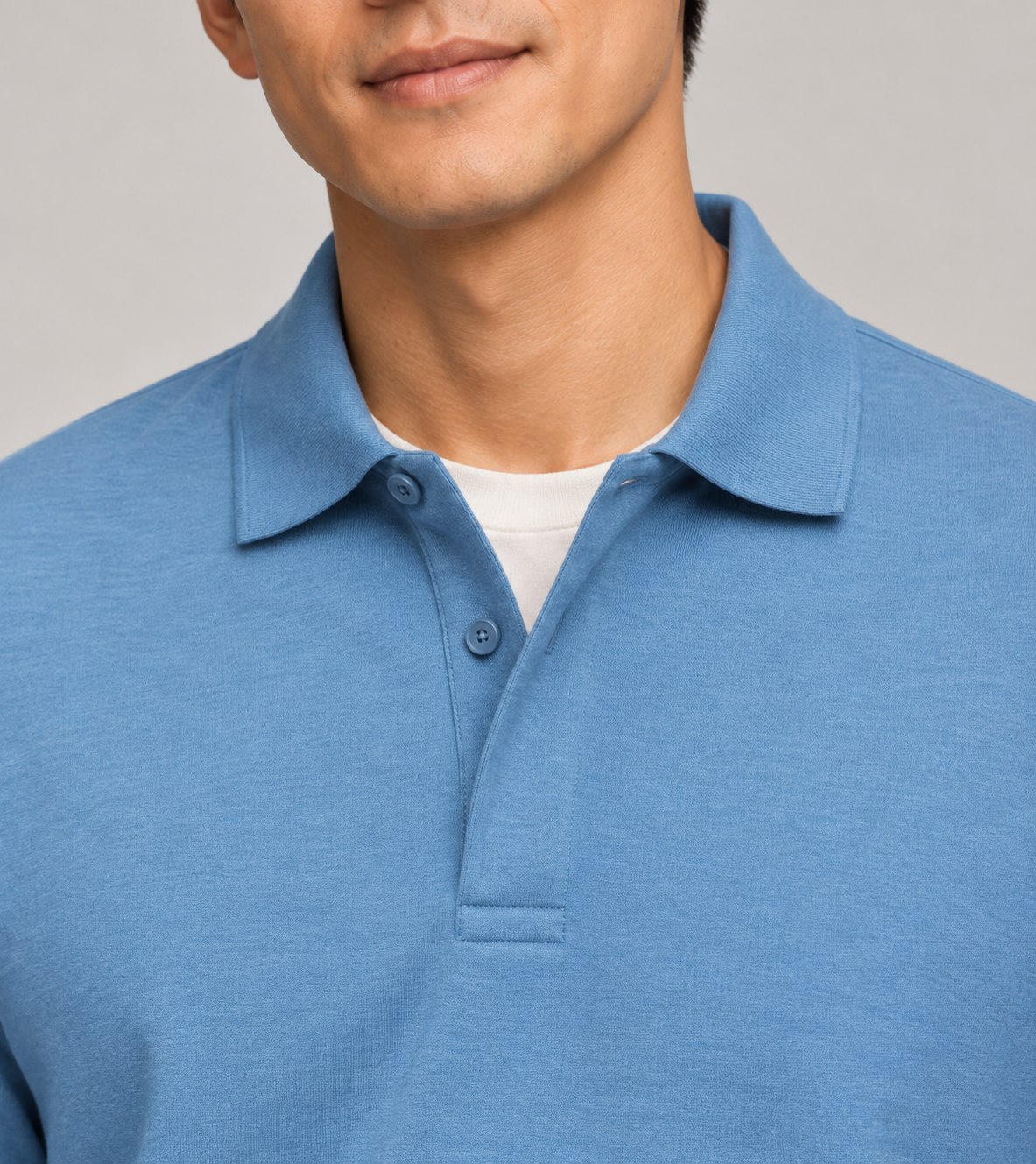 Men's Long-Sleeve Polo Shirt – Classic Collar & Button Placket