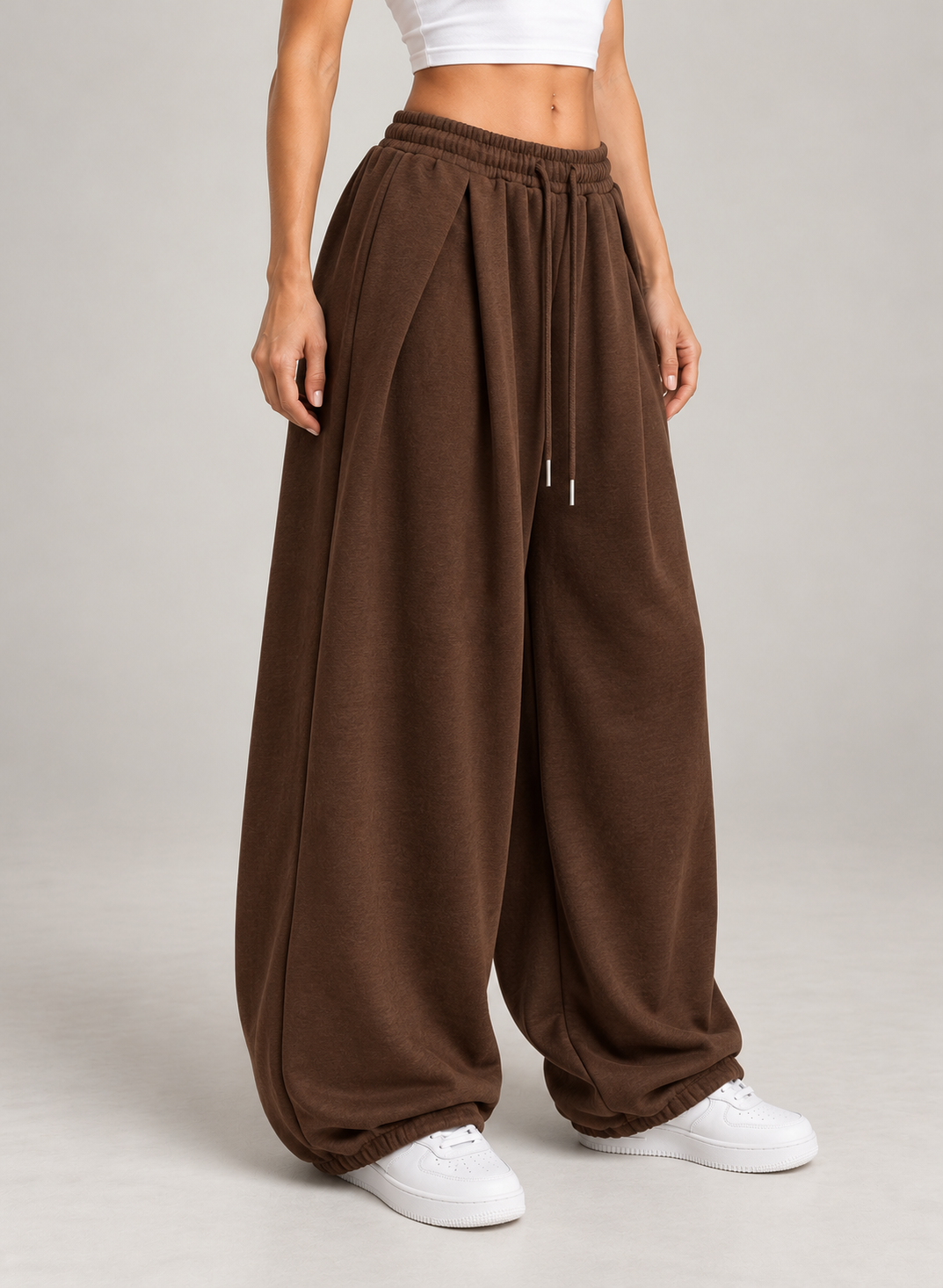 Women’s Wide Leg Joggers with Low Rise Drawstring Waist