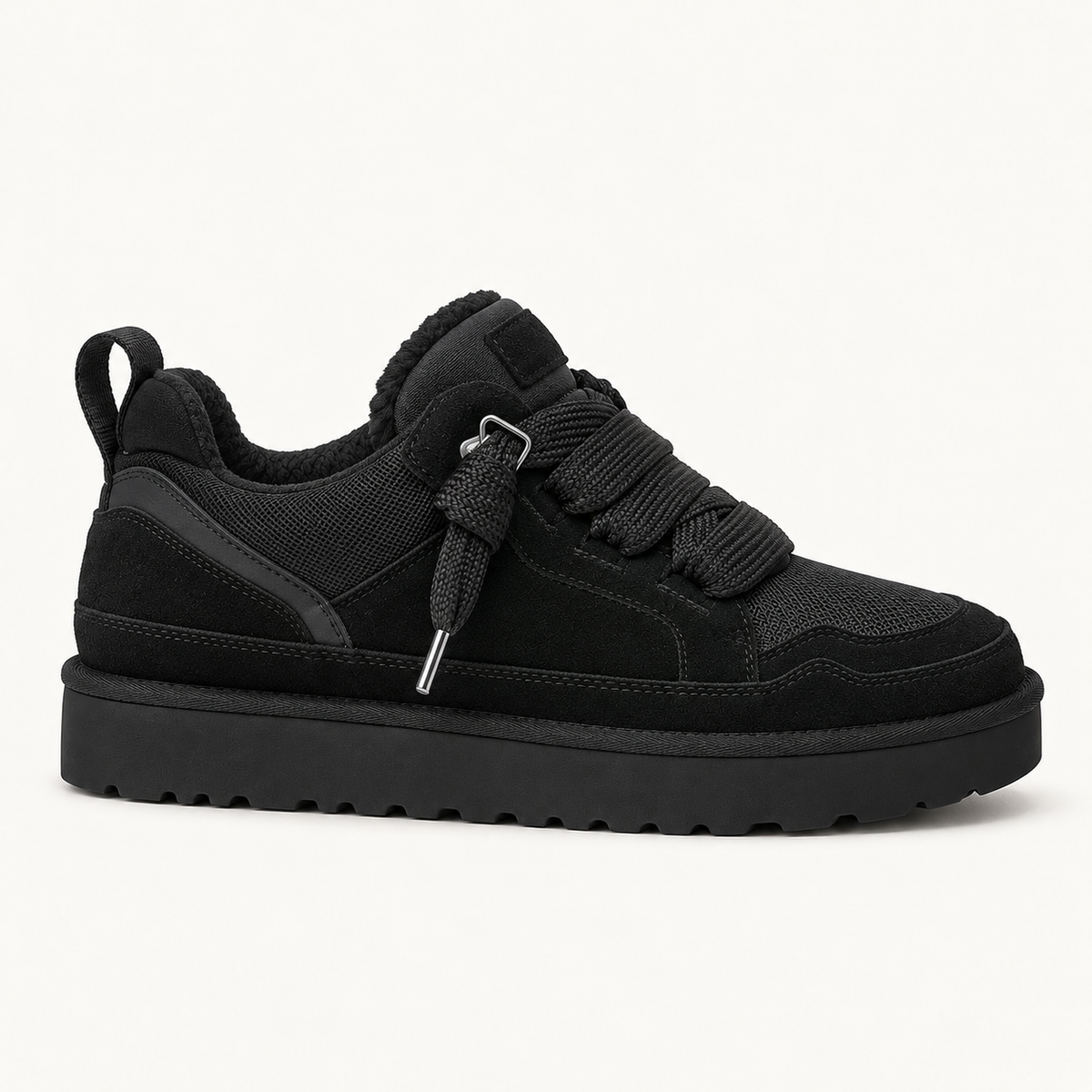 Women's Platform Trainers – Suede-Look Panels & Checked Laces