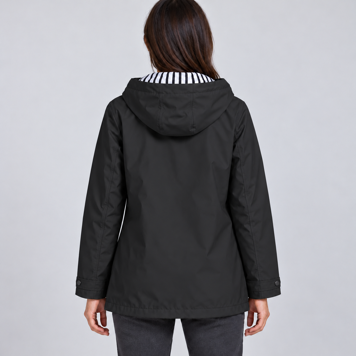 Women's Hooded Rain Jacket – Drawstring Hood & Flap Pockets