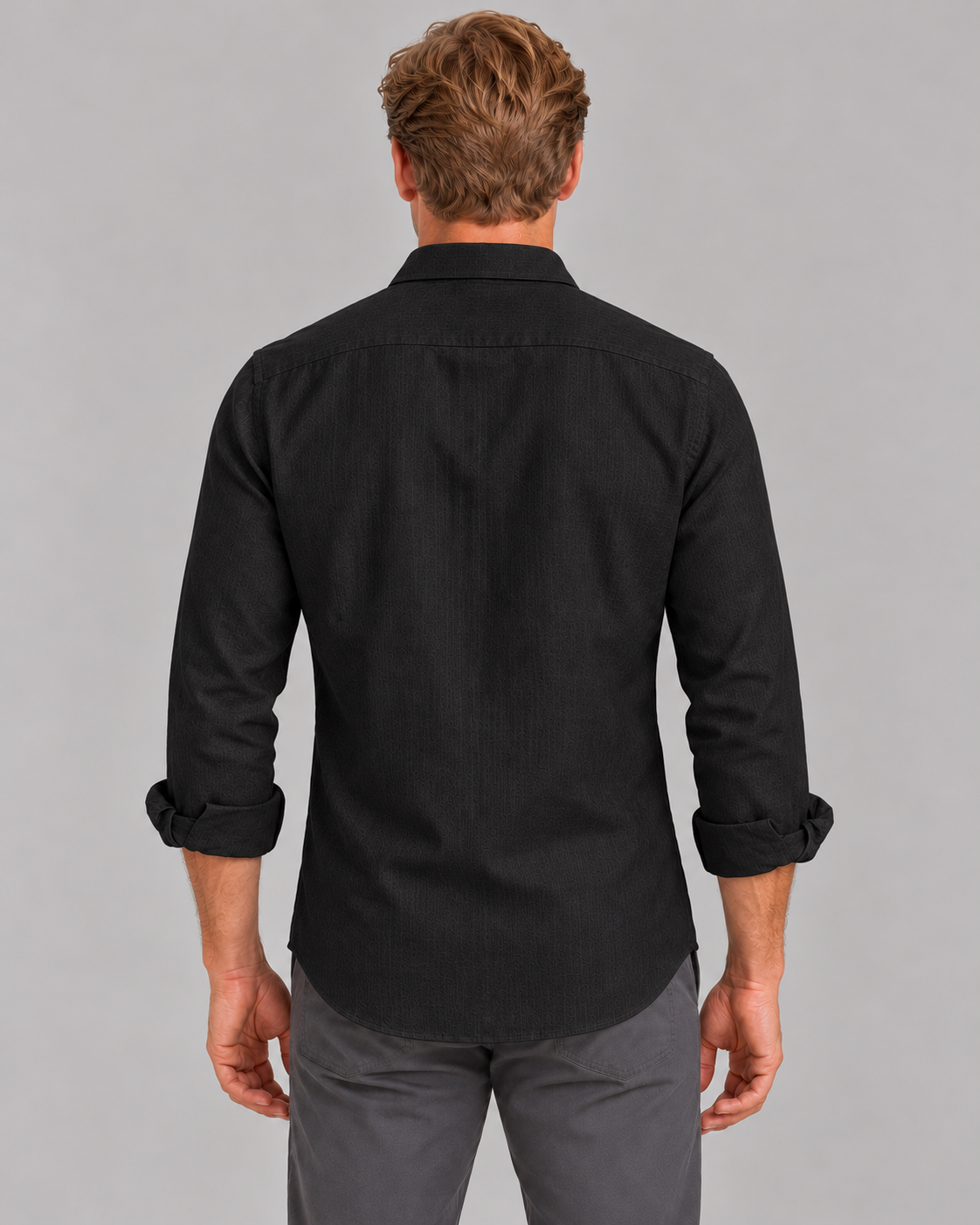 Men's Linen-Look Shirt – Classic Collar & Button Front