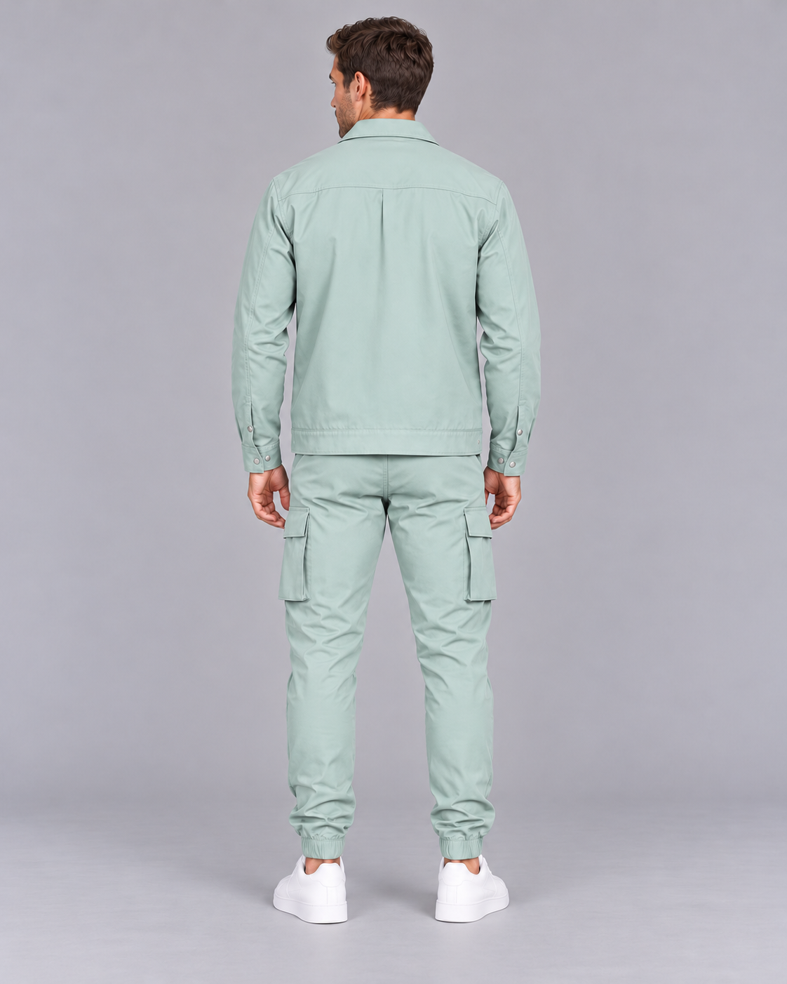 Men's Cargo Jacket and Jogger Set – Collar & Flap Pockets