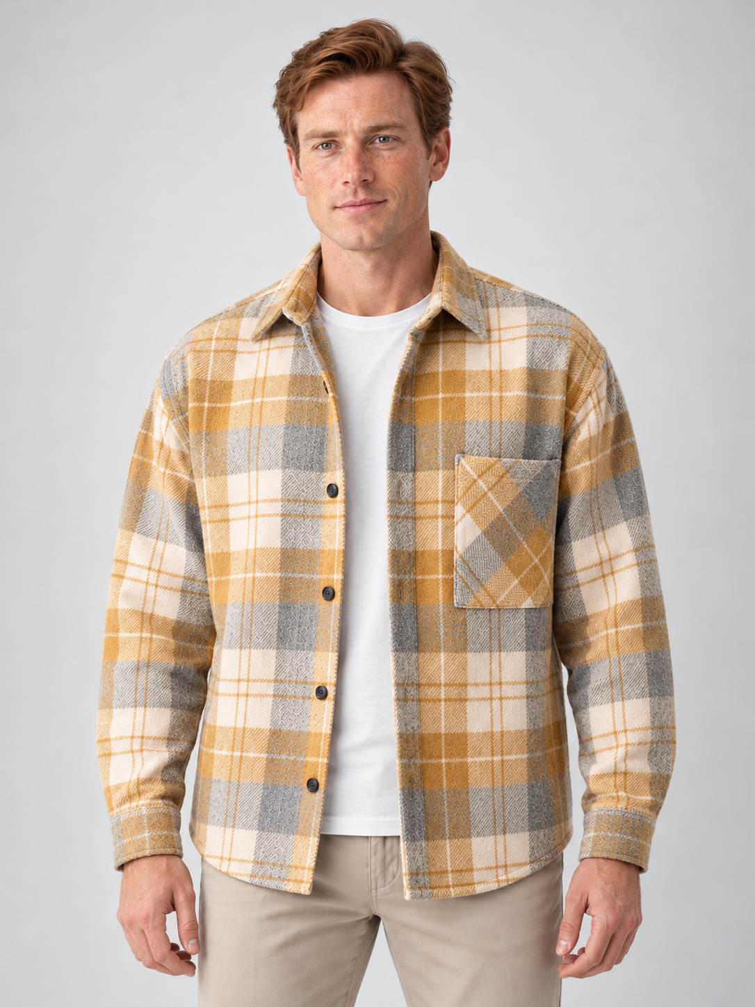 Men's Checked Flannel Overshirt – Button Front & Relaxed Fit