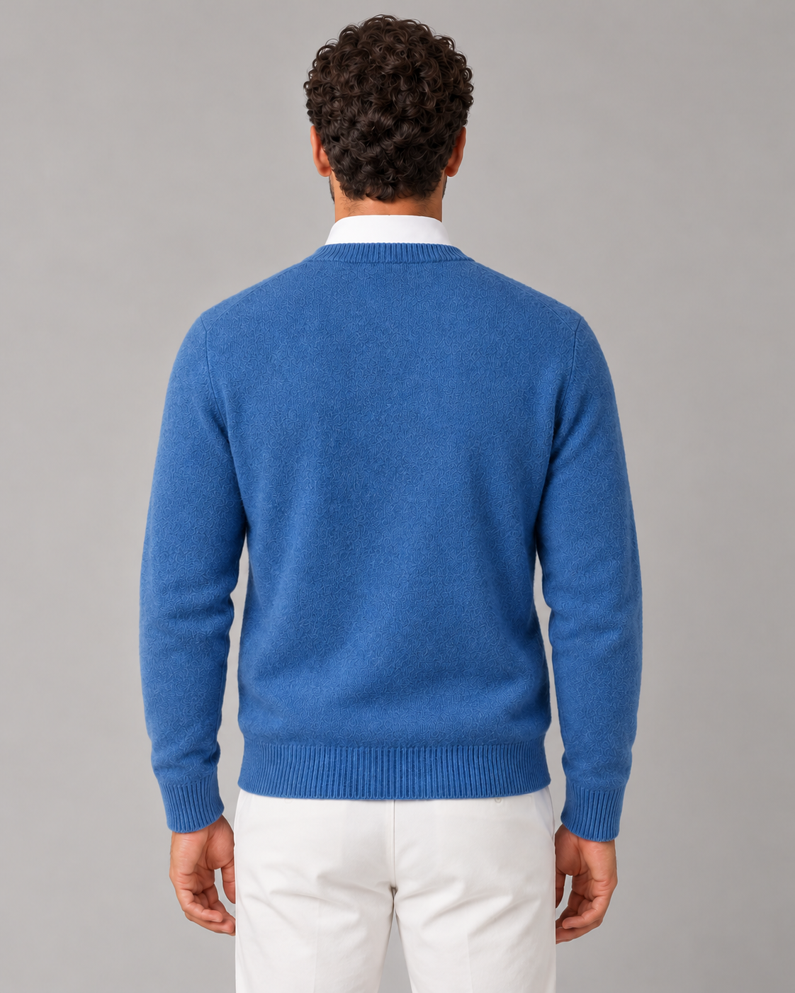 Men's Cashmere Crew-Neck Knit Sweater – Regular Fit & Ribbed Trims