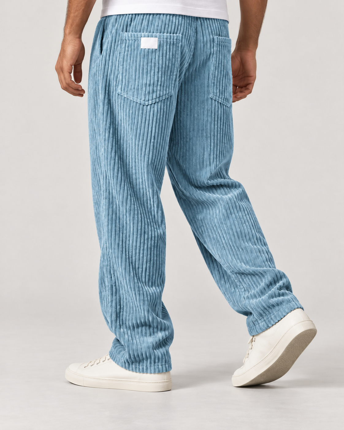 Men’s Corduroy Trousers with Drawstring Waist and Relaxed Fit