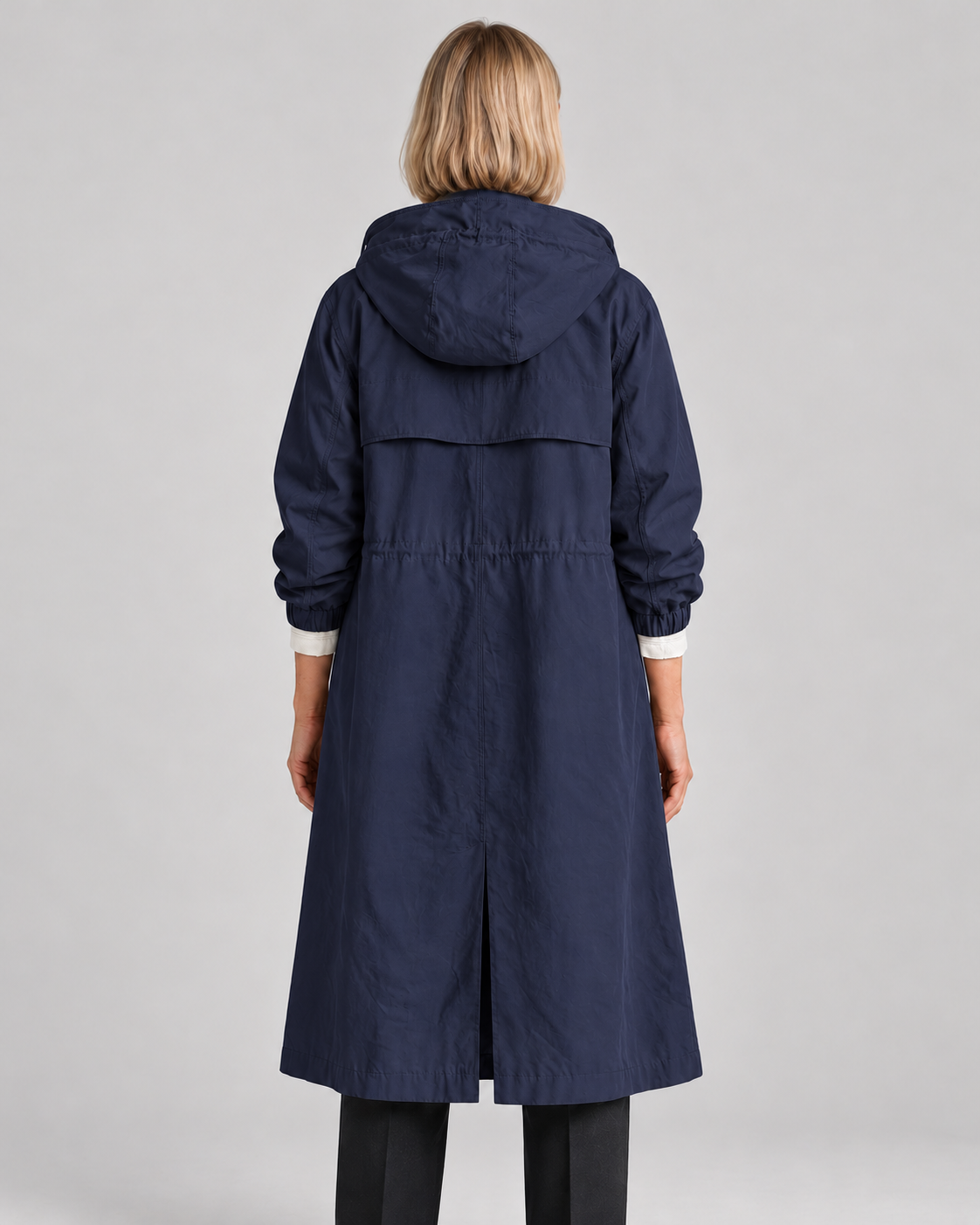 Waterproof Coat for Ladies – Long Hooded Raincoat with Button Front and Pockets
