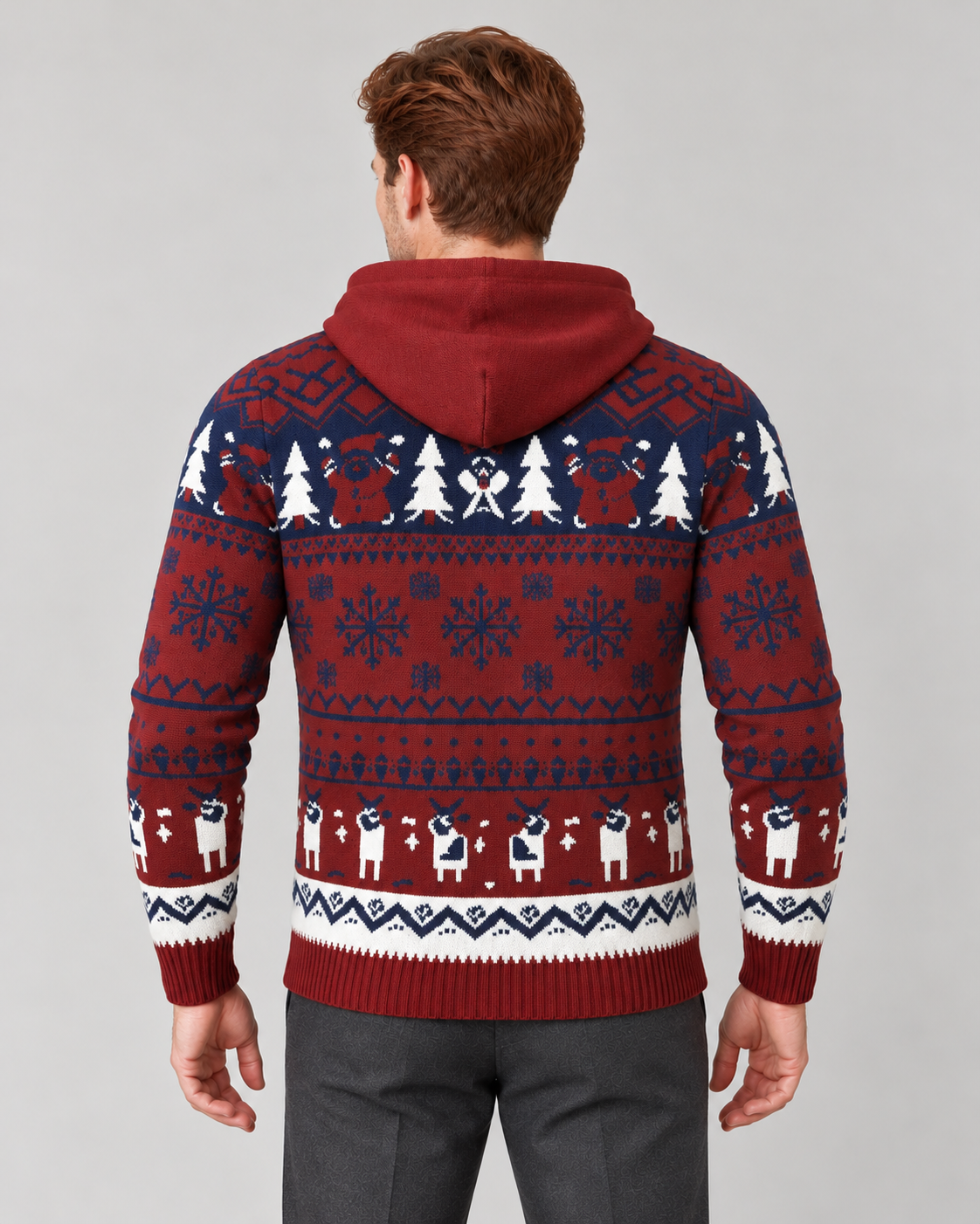 Men’s Christmas Jumper With Hood And Reindeer