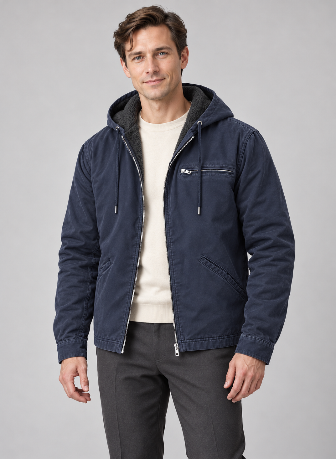 Men’s Jacket With Hood And Fleece Lining