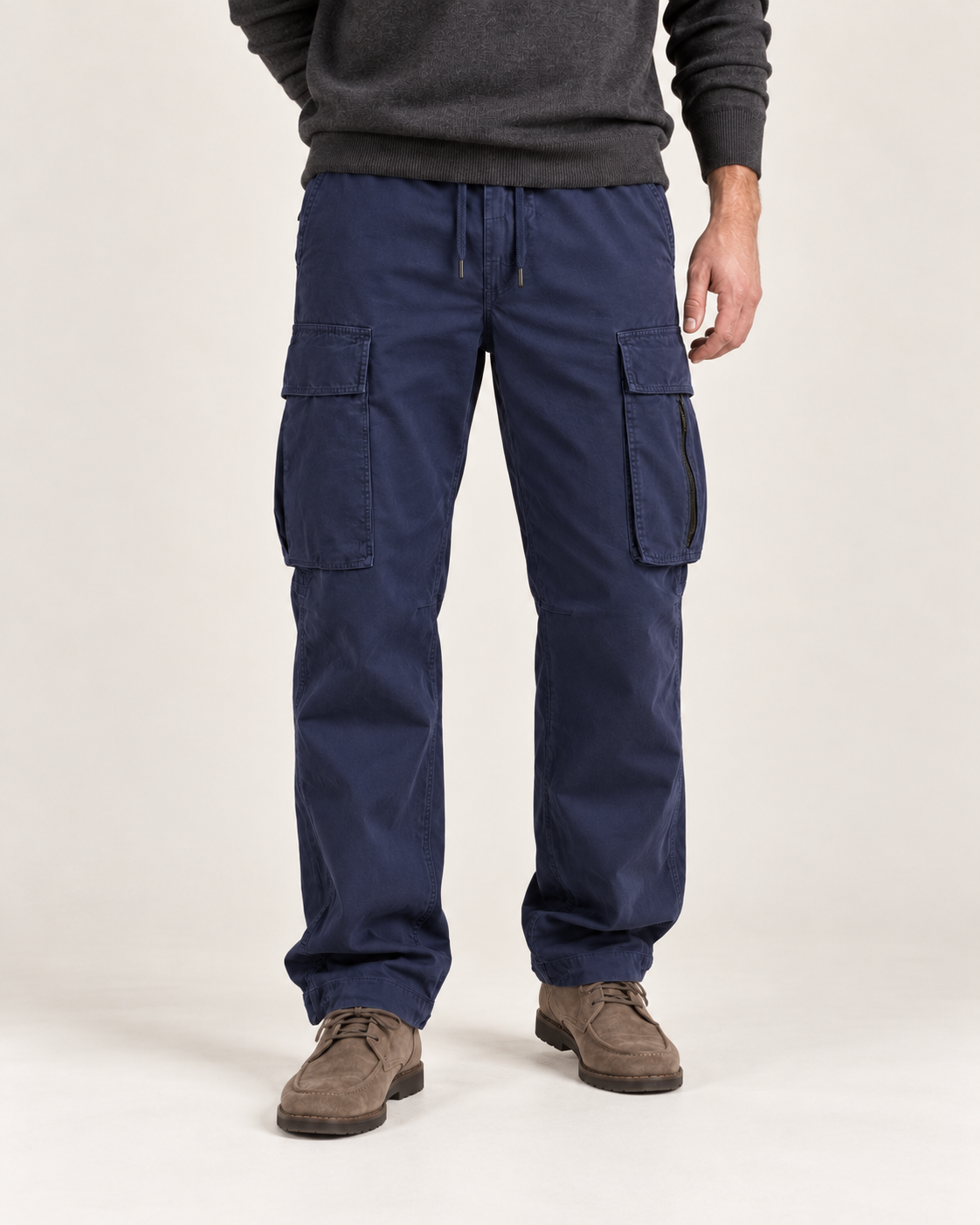 Men’s Cargo Trousers – Relaxed Fit & Drawstring Waist