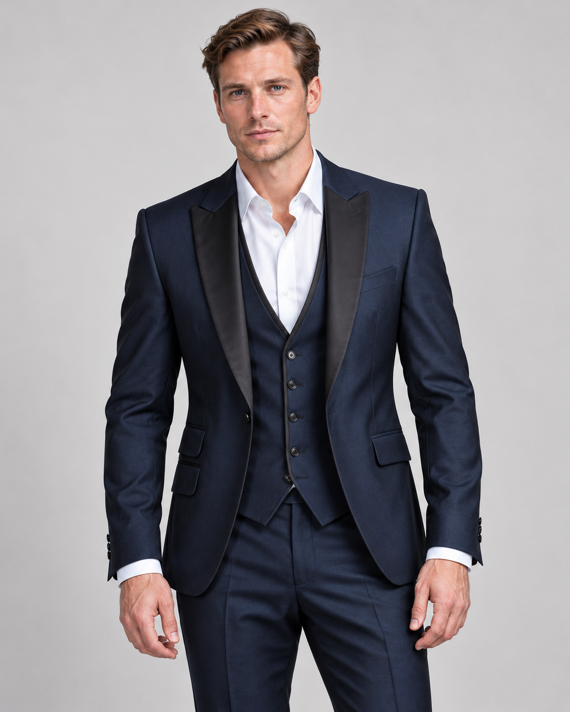 Men’s Suit Three Piece Contrast Lapel Set