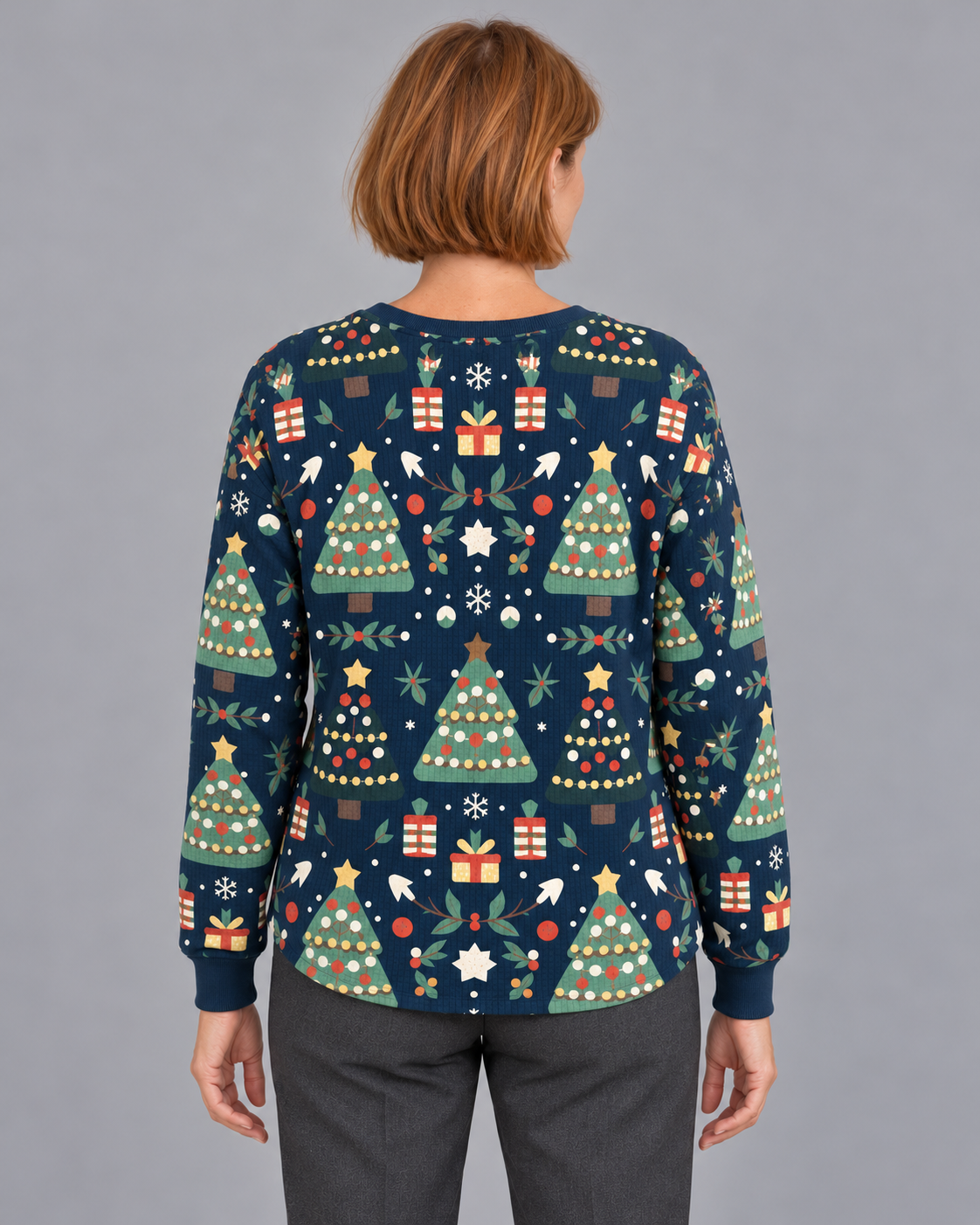Women’s Christmas Jumper With Waffle Button Neck