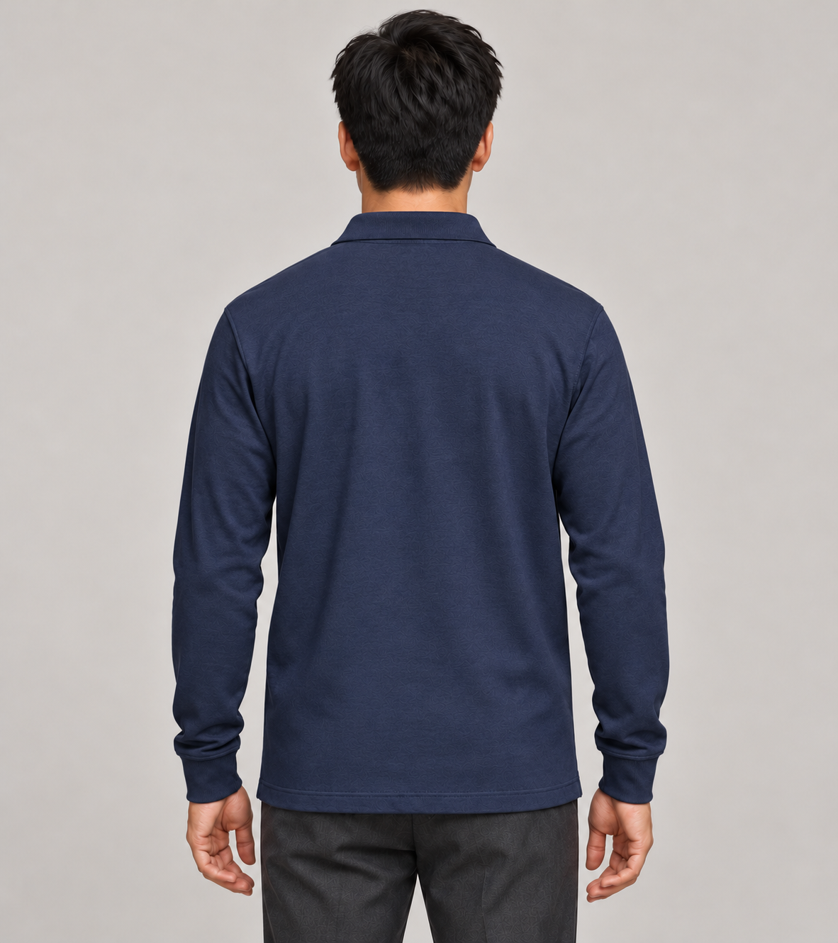 Men's Long-Sleeve Polo Shirt – Classic Collar & Button Placket