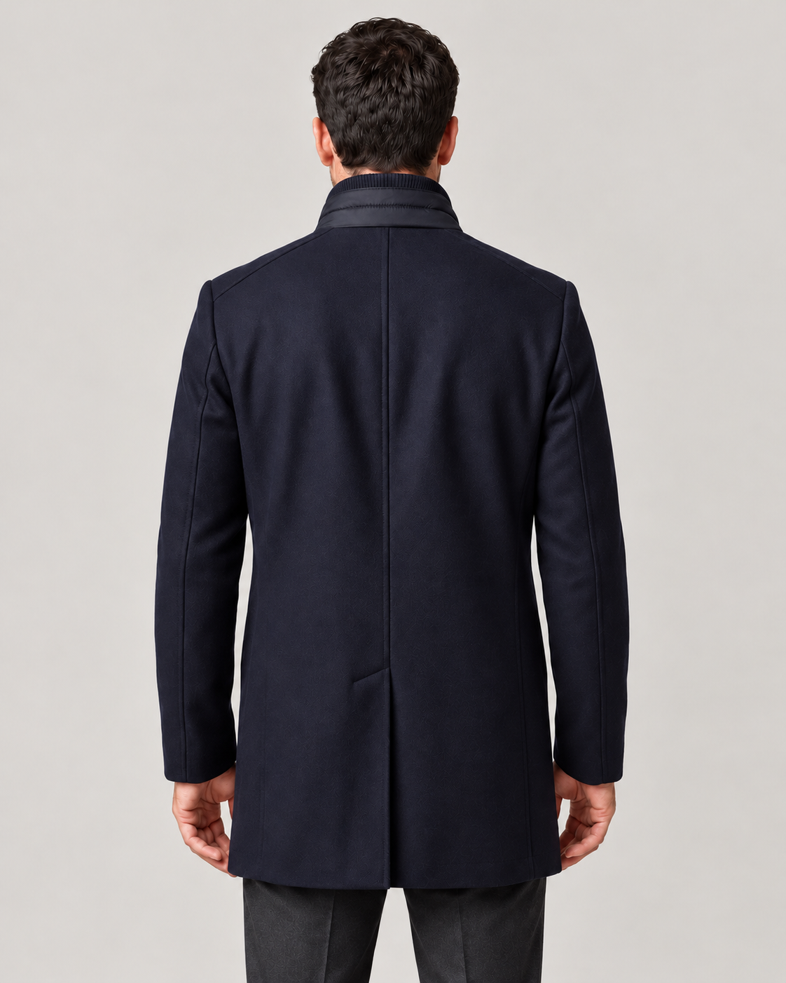 Men’s Winter Coat with Stand Collar and Detachable Quilted Gilet
