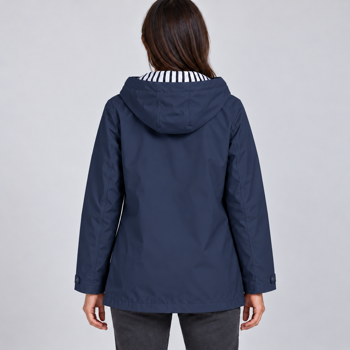 Women's Hooded Rain Jacket – Drawstring Hood & Flap Pockets