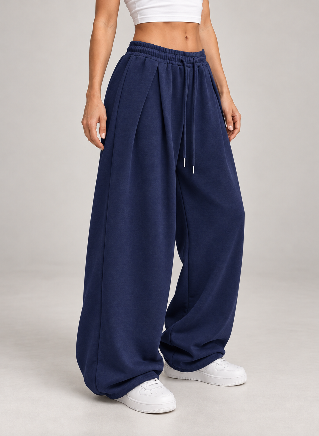 Women’s Wide Leg Joggers with Low Rise Drawstring Waist