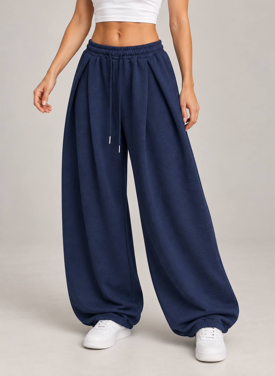 Women’s Wide Leg Joggers with Low Rise Drawstring Waist