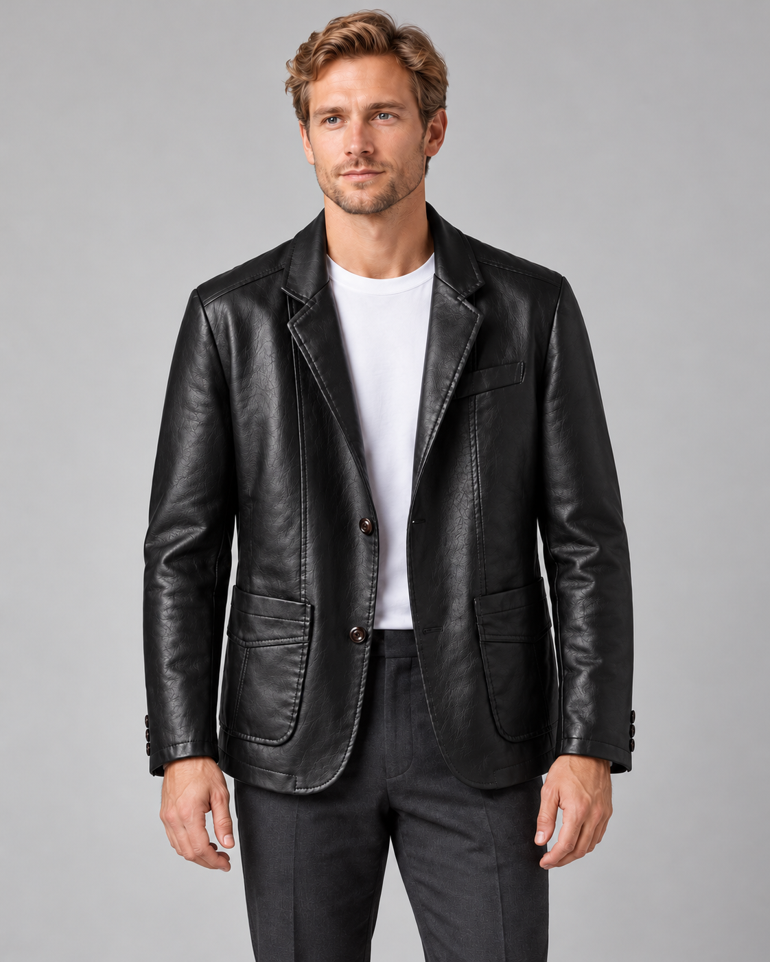 Men’s Jacket In Leather With Lapels