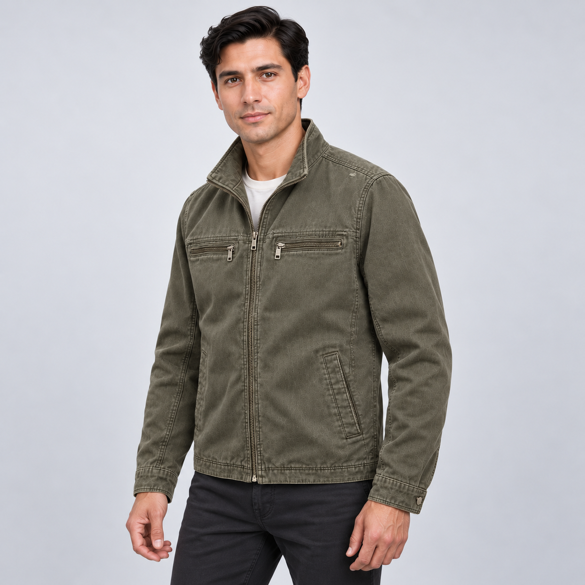 Men's Vintage Field Jacket – Stand Collar & Regular Fit