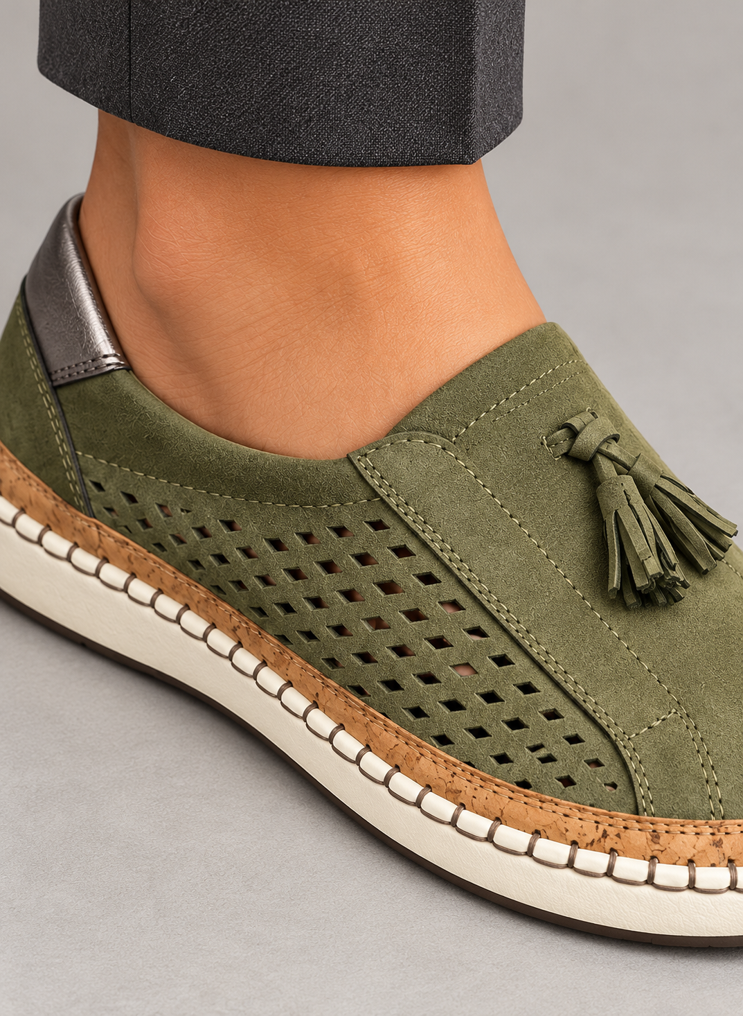 Women’s Slip On Shoes With Perforated Uppers
