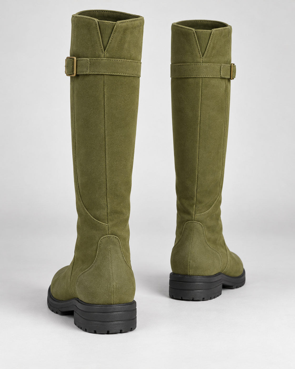 Women's Waterproof Leather Knee-High Boots – Buckle Strap
