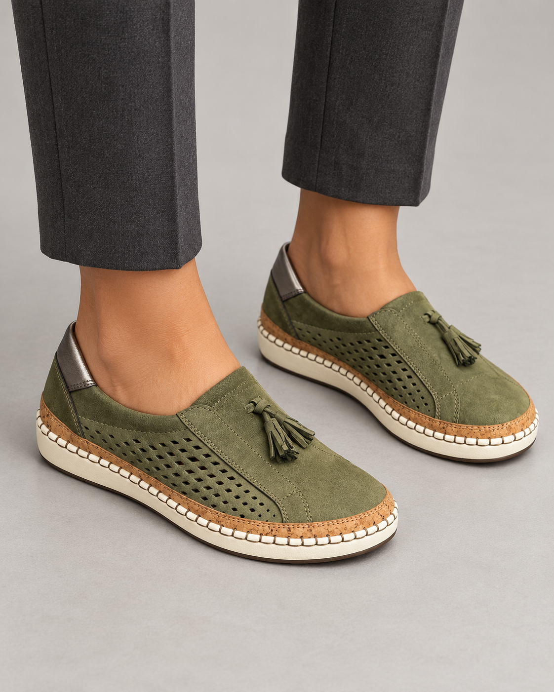 Women’s Slip On Shoes With Perforated Uppers