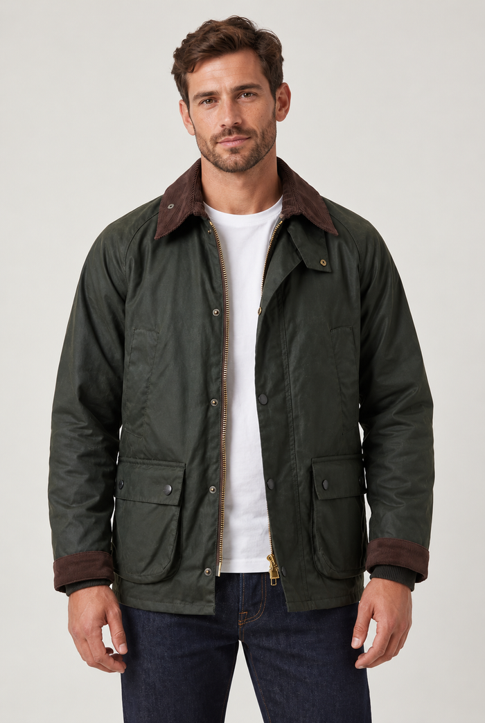 Men's Waxed Barn Jacket – Corduroy Collar & Zip Front
