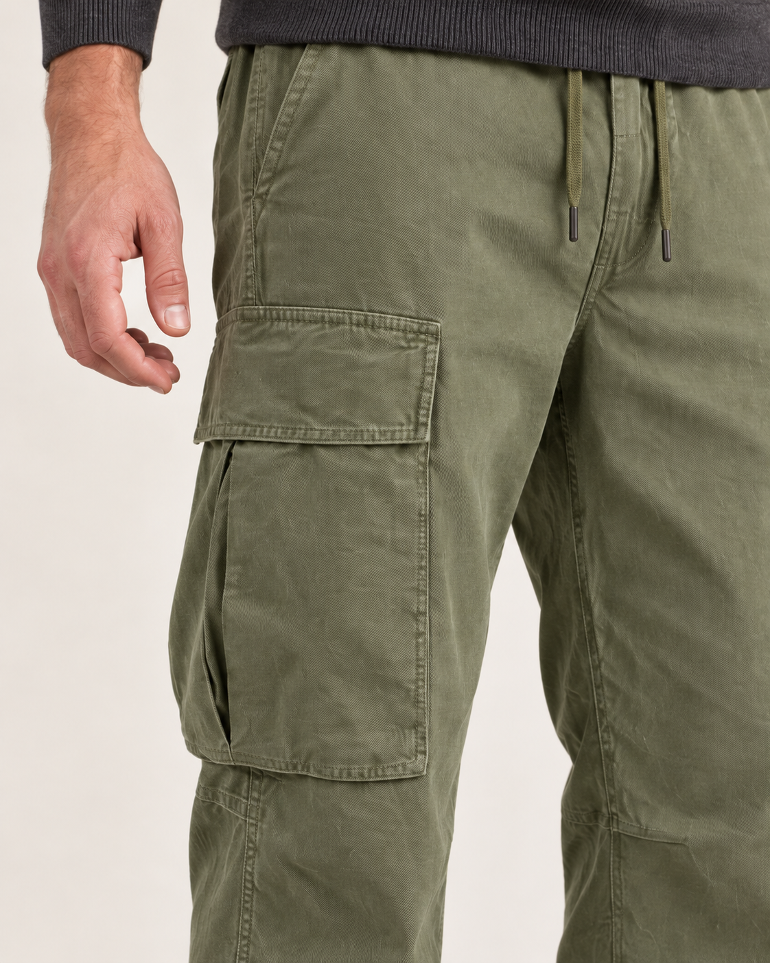 Men’s Cargo Trousers – Relaxed Fit & Drawstring Waist