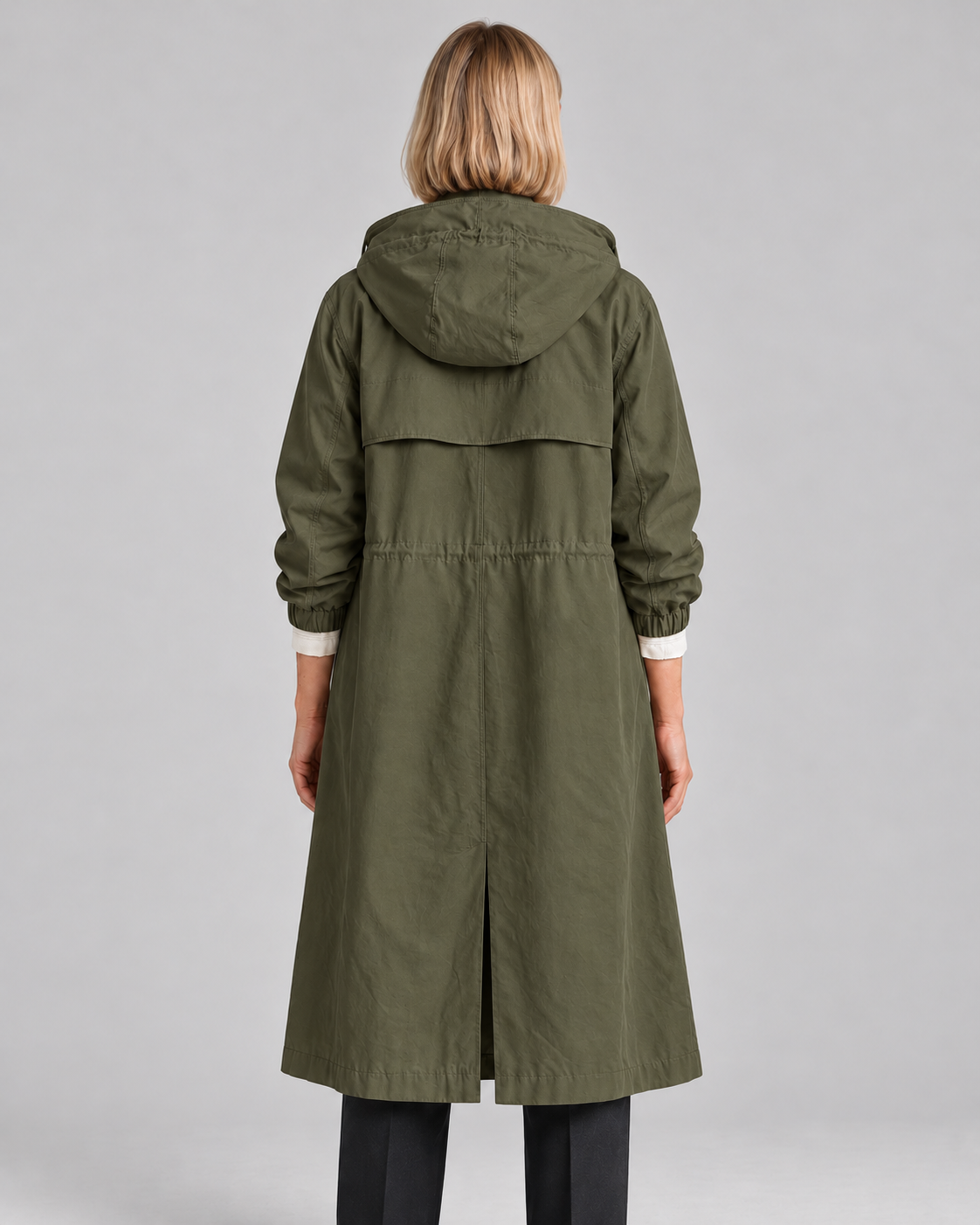 Waterproof Coat for Ladies – Long Hooded Raincoat with Button Front and Pockets