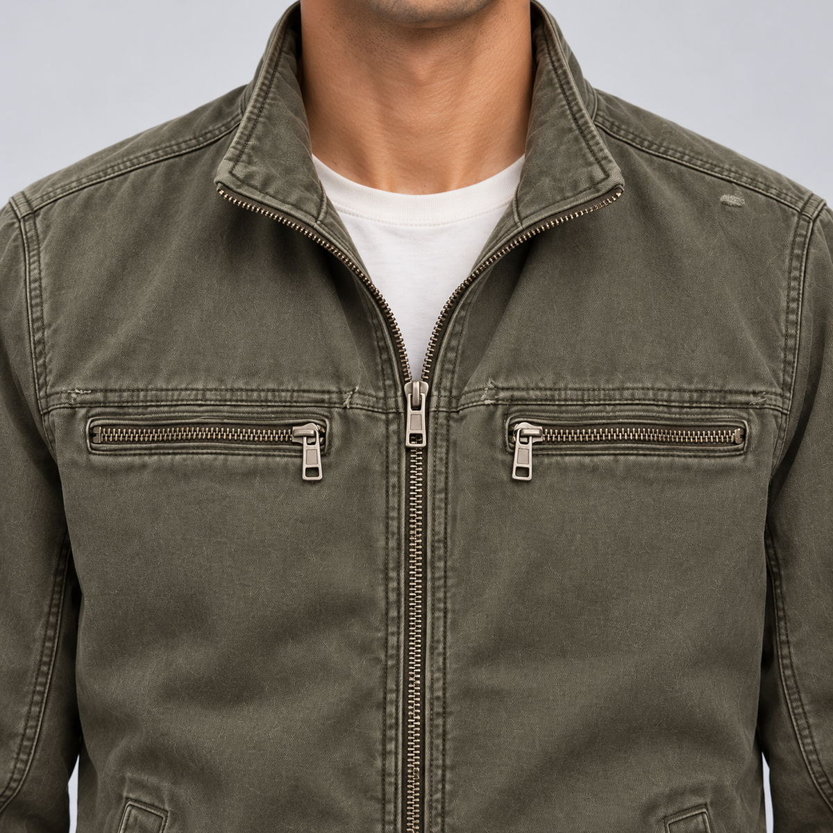 Men's Vintage Field Jacket – Stand Collar & Regular Fit