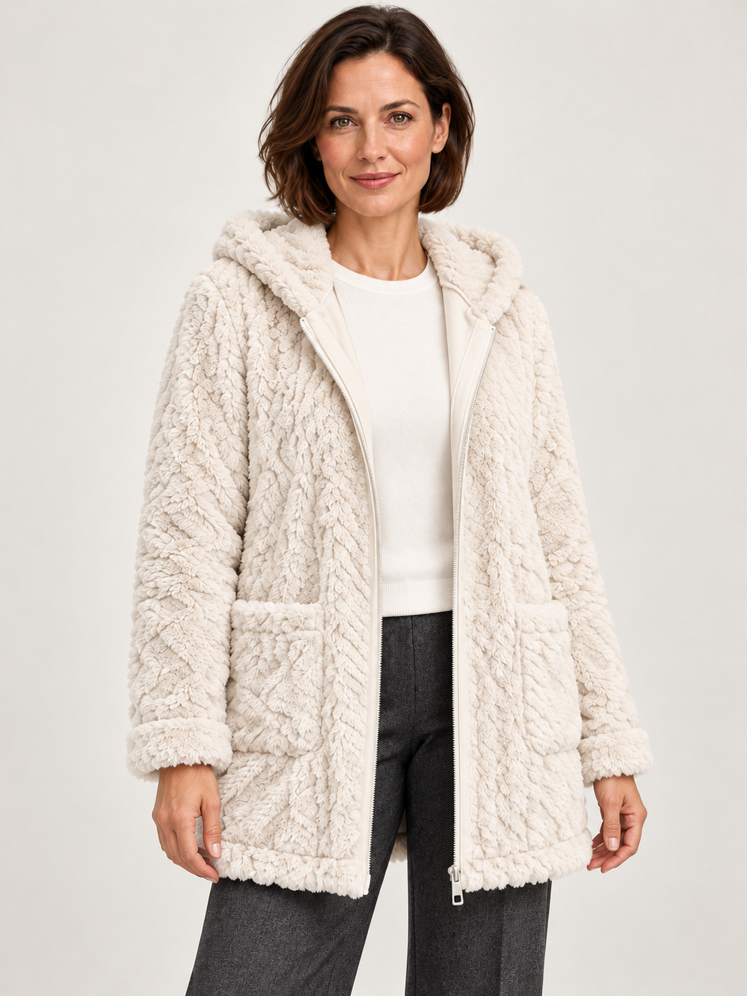 Women’s Hooded Fleece Jacket – Longline & Zip Front