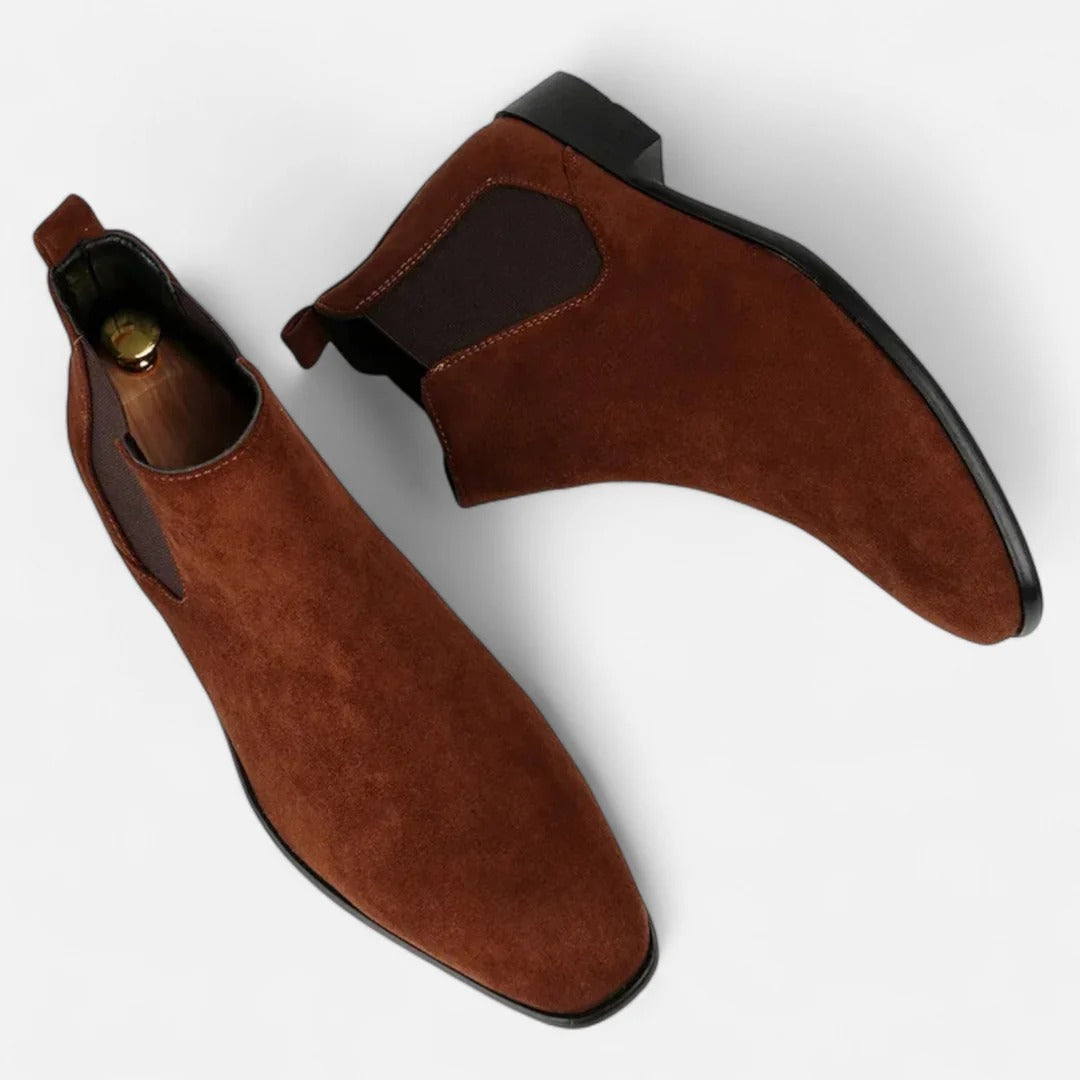 Men’s Suede Chelsea Boots – Square Toe