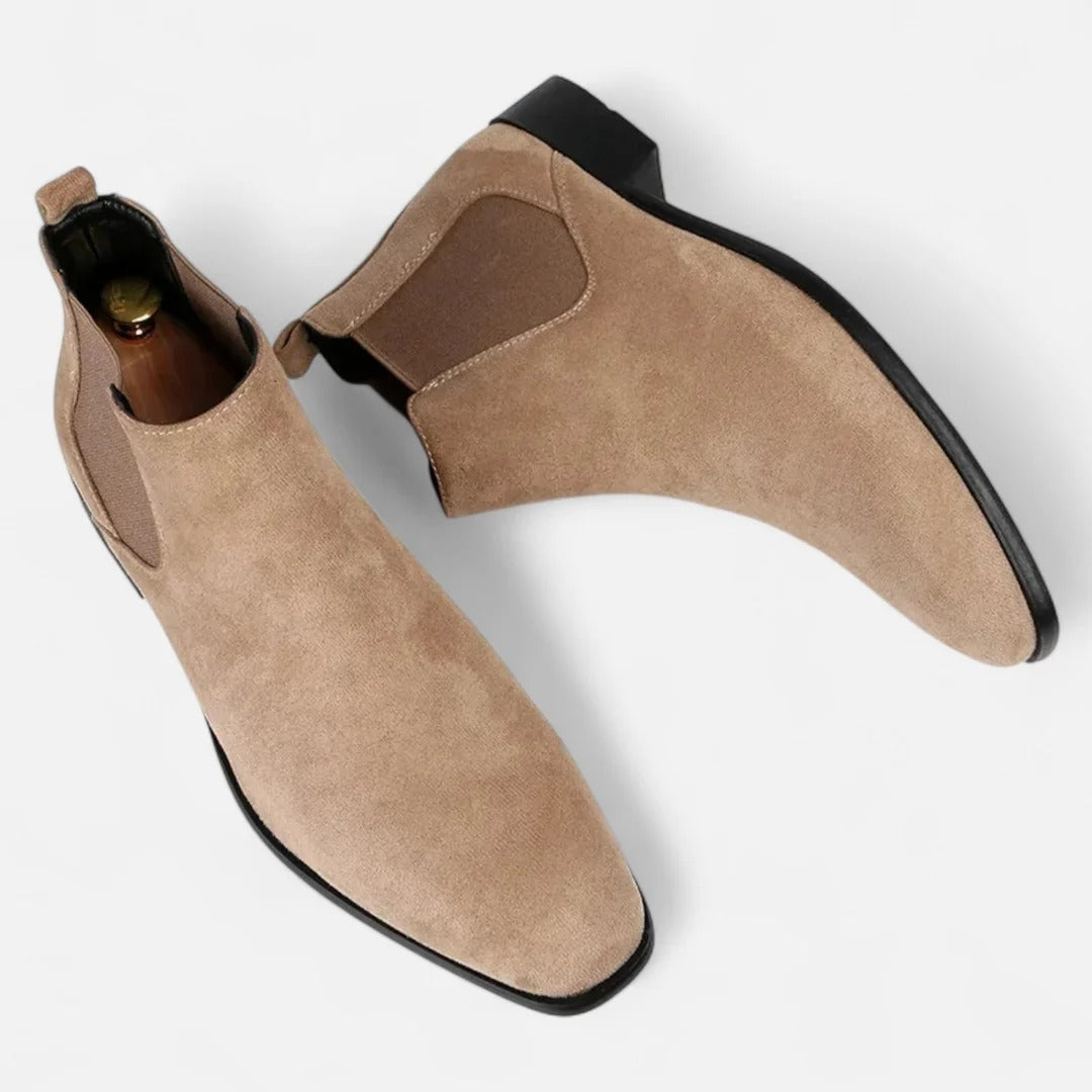 Men’s Suede Chelsea Boots – Square Toe