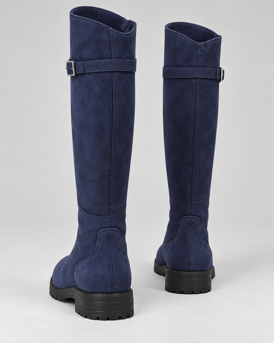 Women's Waterproof Leather Knee-High Boots – Buckle Strap