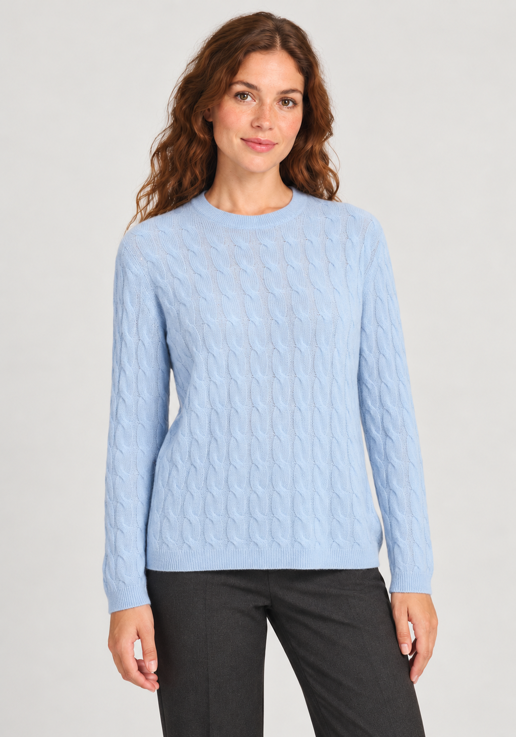 Women’s Jumper In Cashmere With Cable Knit