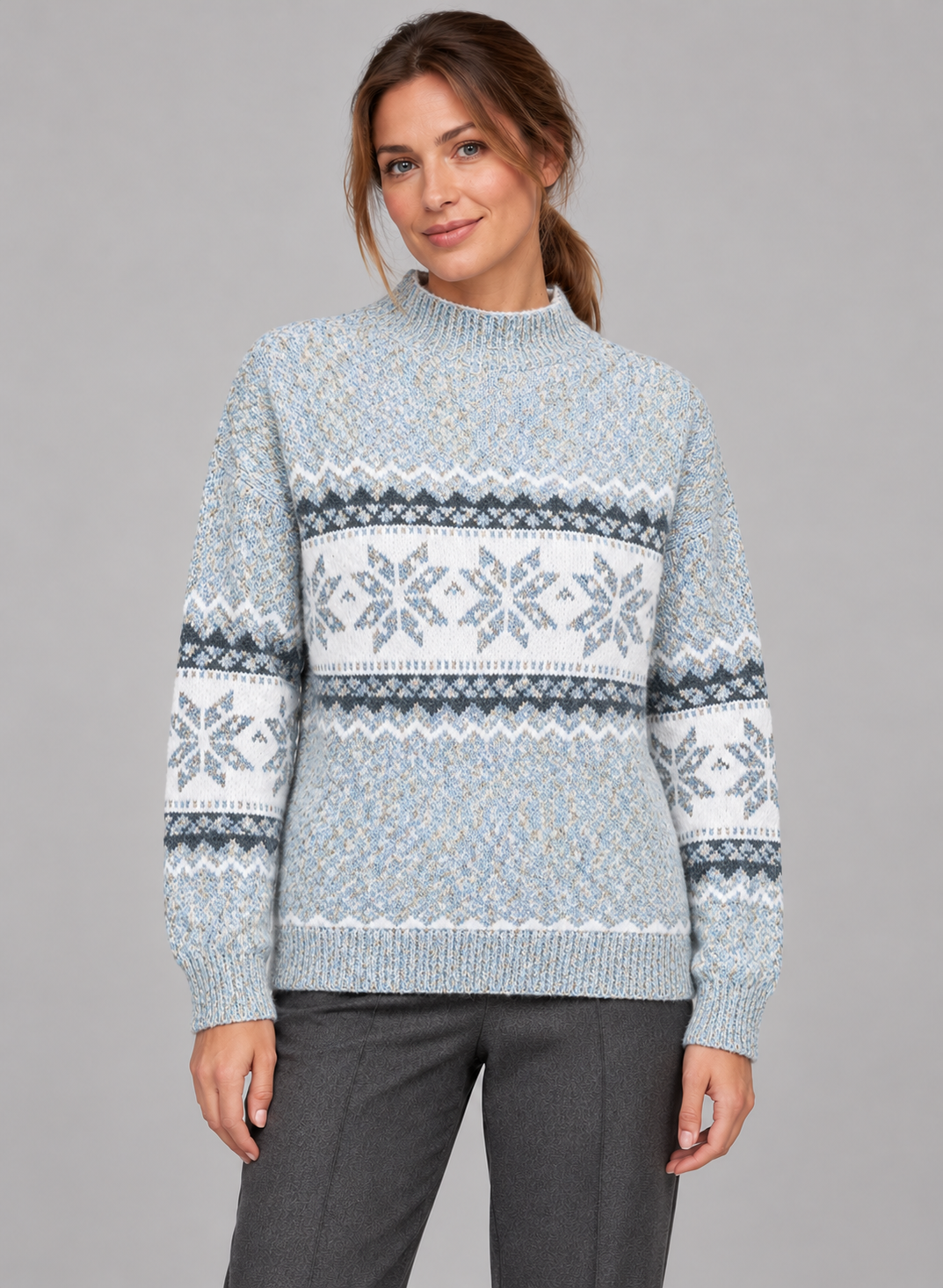 Women’s Christmas Jumper With Snowflake Mock Neck