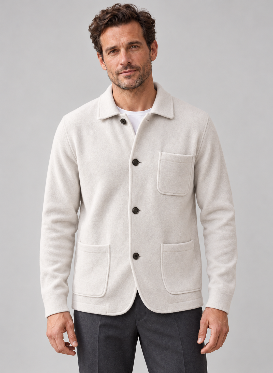 Men’s Cardigan With Wool Blend Knit